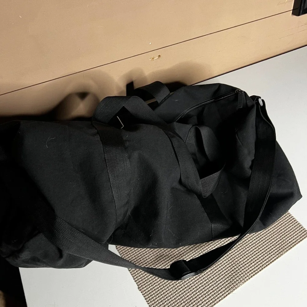 Carolina Herrera Bad Boy Black Canvas Duffel Bag Lightning Bolt Weekend Gym